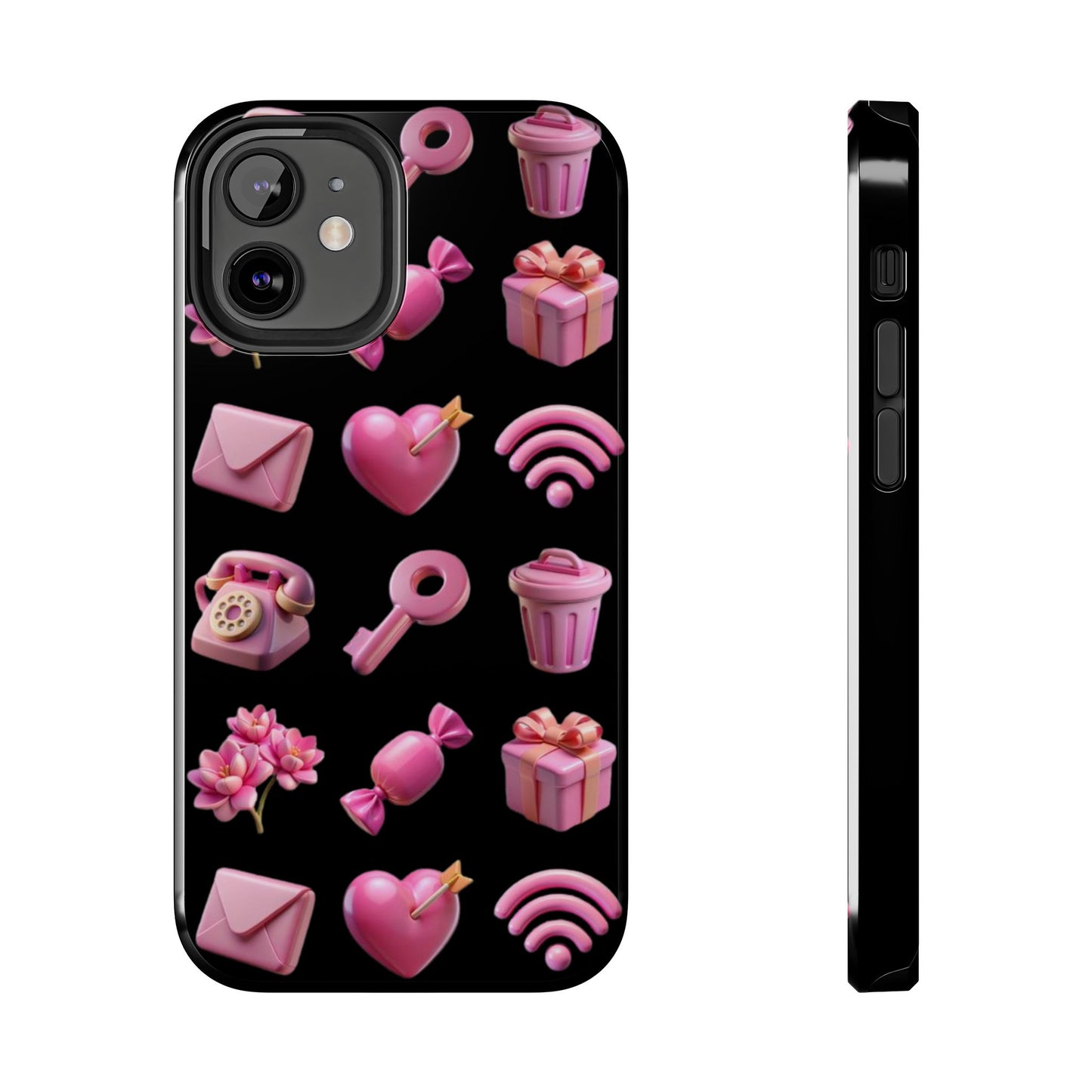 Cute and Colorful Tough Phone Case - Pink Emojis Design