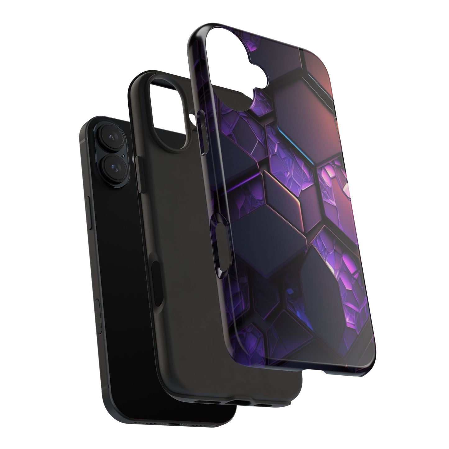 Hexagonal Tough Phone Case - Vibrant Protective Design for Tech Enthusiasts