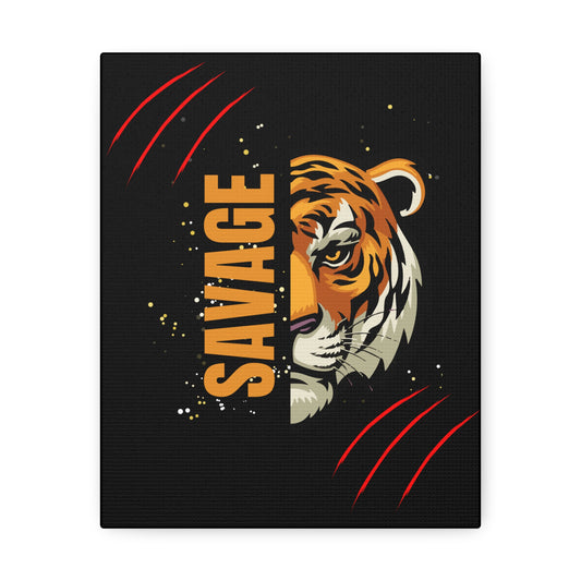🐅 Savage Tiger Stretched Canvas Art – Fierce Wildlife Decor for Bold & Fearless Spaces