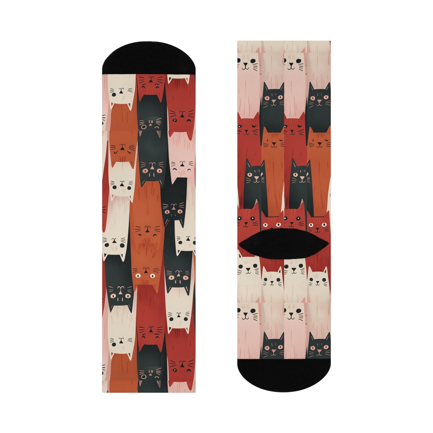 Cushioned Crew Socks- Cool Cats
