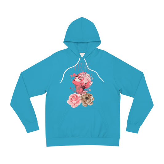 Aqua Bloom Blue Hoodie for Women – HER Floral Expression with Soft Blooming Petals