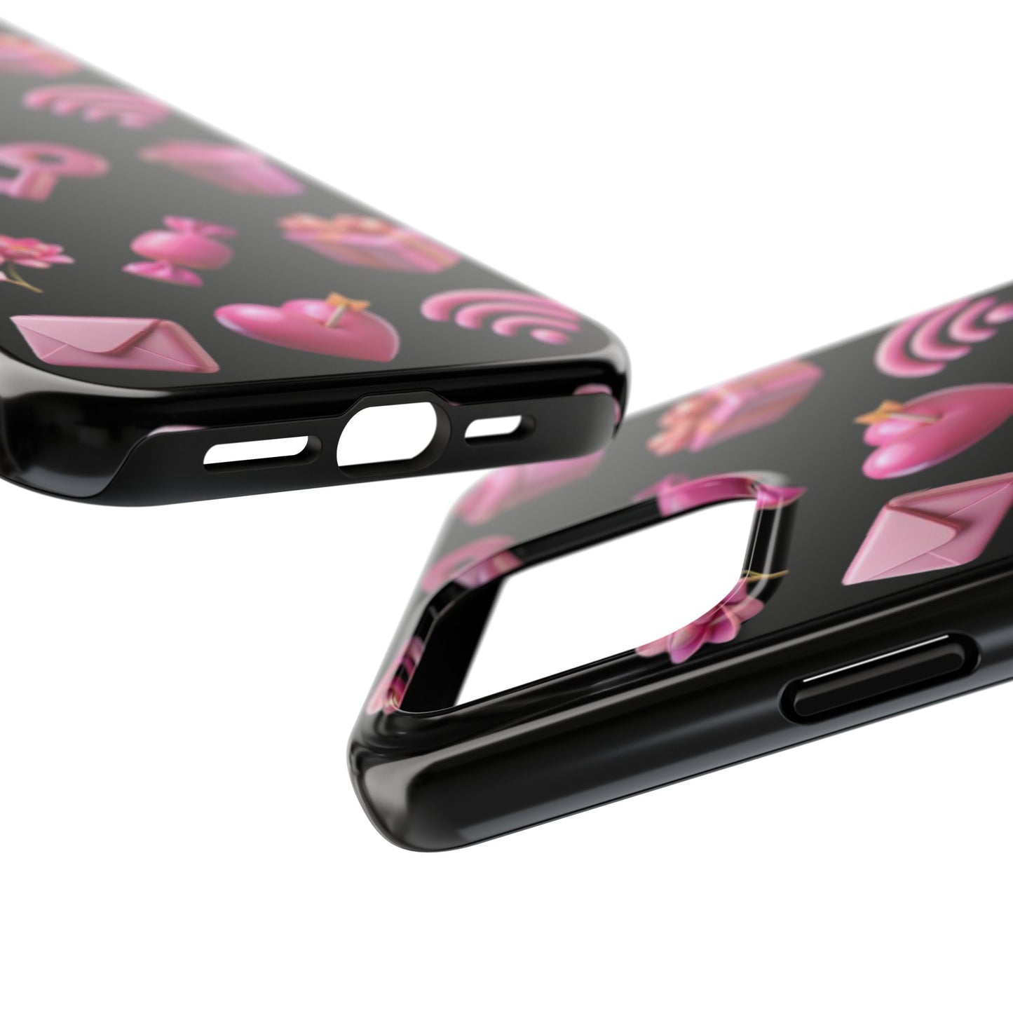 Cute and Colorful Tough Phone Case - Pink Emojis Design