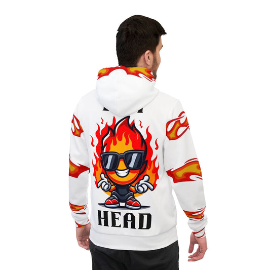 🔥 Red Flame Graphic White Hoodie – Bold "Hot Head" Streetwear Design