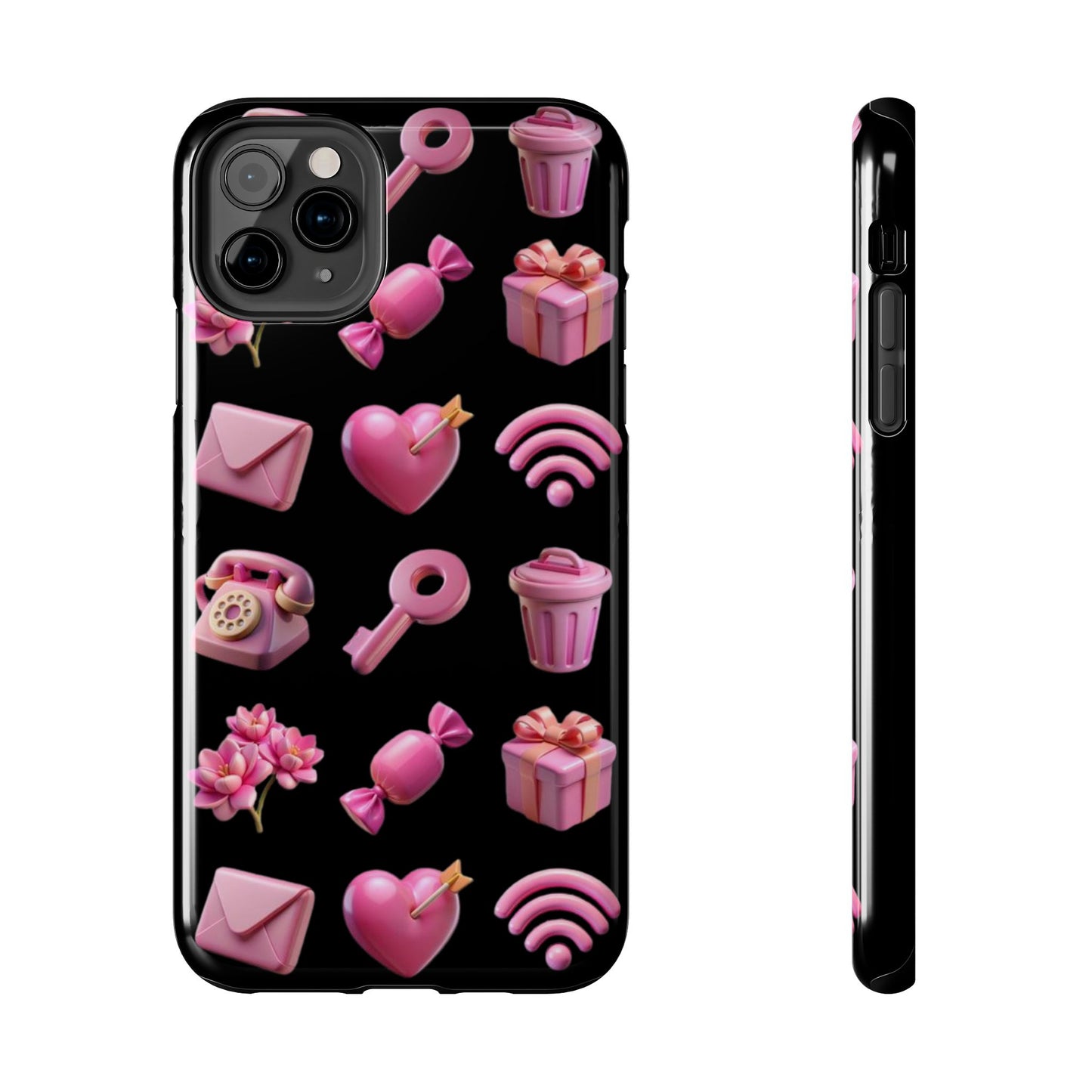 Cute and Colorful Tough Phone Case - Pink Emojis Design