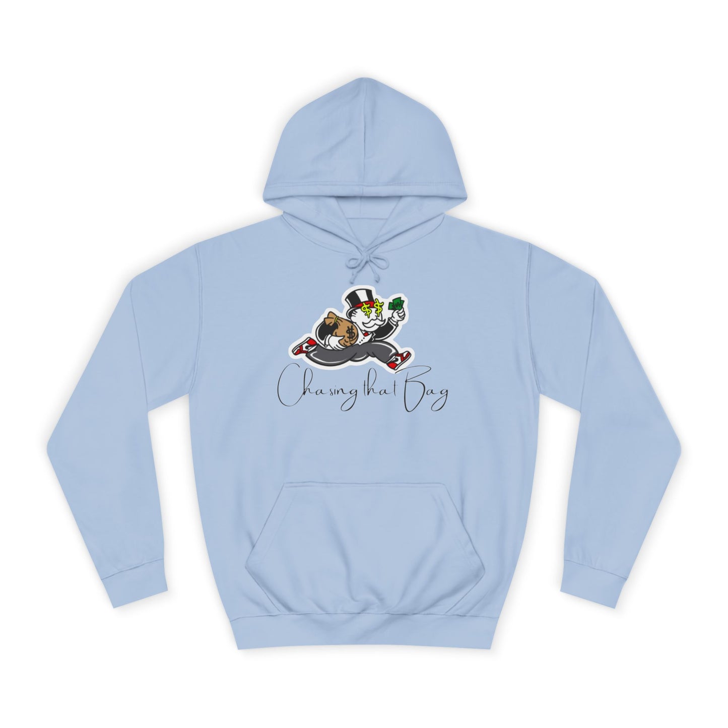 Money Green Men’s Hoodie – "Chasing the Bag" Hustle-Inspired Pullover with Drawstrings & Kangaroo Pocket