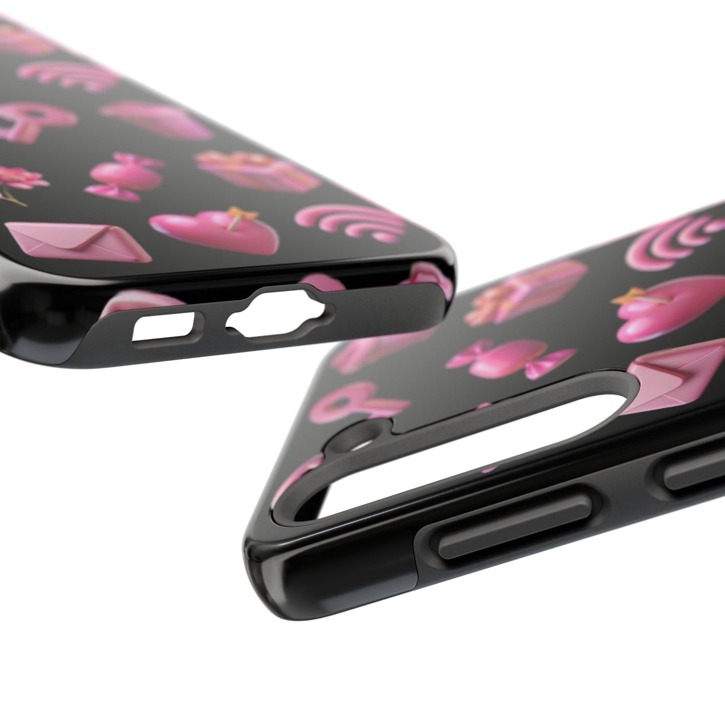 Cute and Colorful Tough Phone Case - Pink Emojis Design