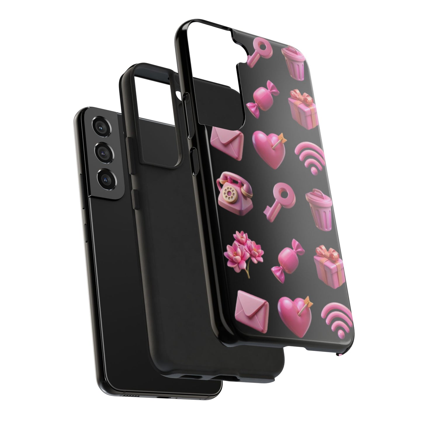 Cute and Colorful Tough Phone Case - Pink Emojis Design