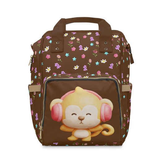 Cute Monkey Floral Diaper Backpack for Moms - Stylish Baby Bag 🐒🌸