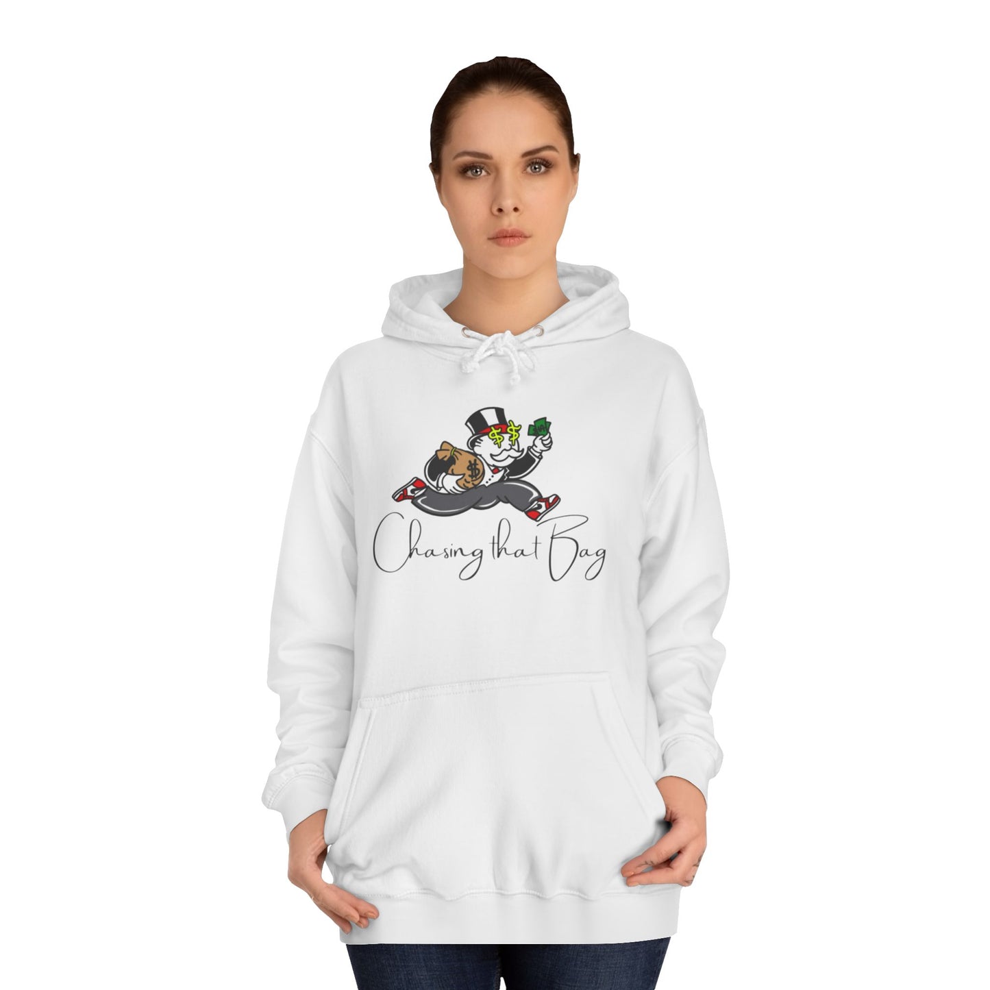 Money Green Men’s Hoodie – "Chasing the Bag" Hustle-Inspired Pullover with Drawstrings & Kangaroo Pocket