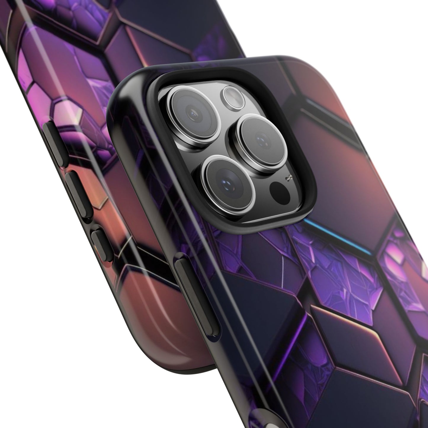 Hexagonal Tough Phone Case - Vibrant Protective Design for Tech Enthusiasts