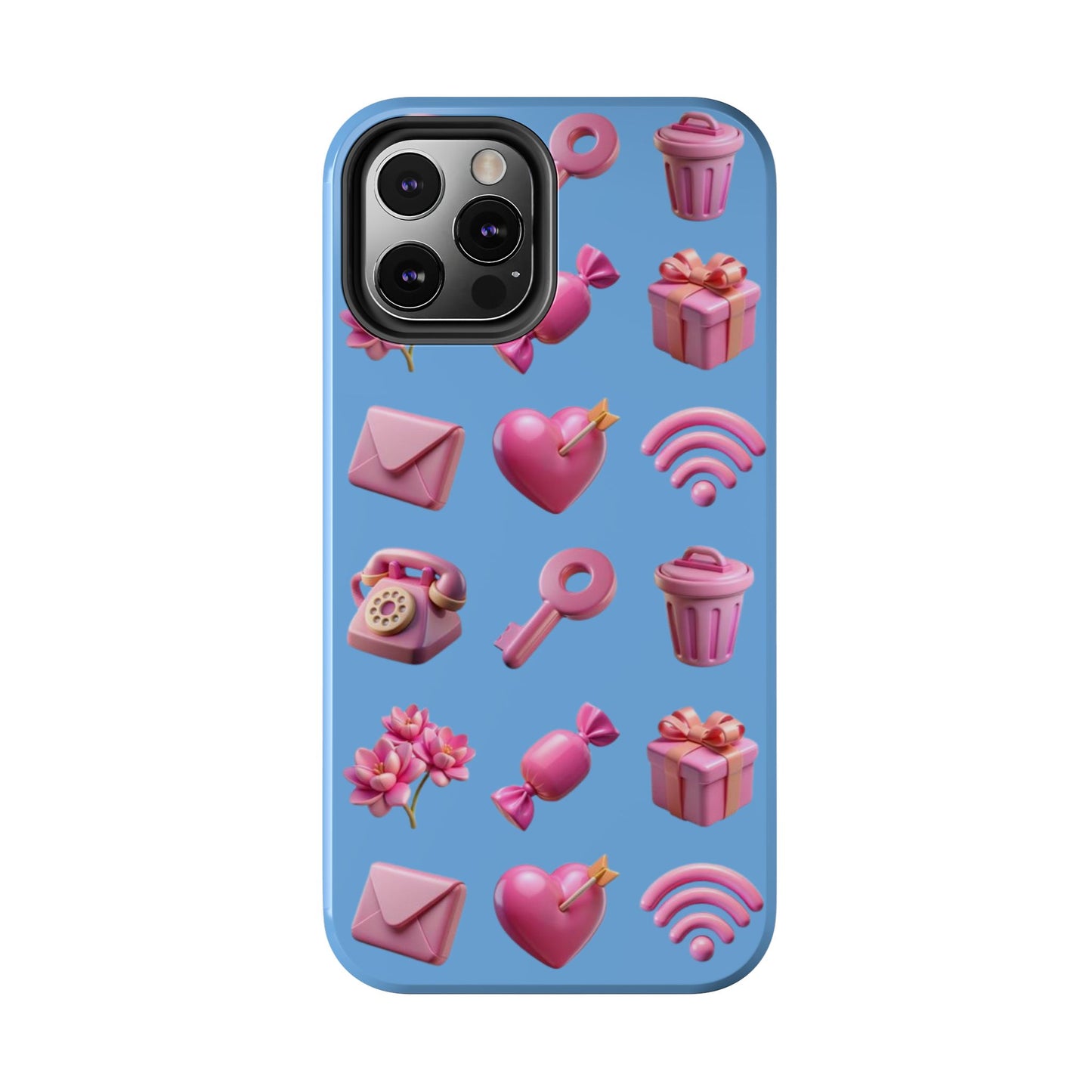 Cute and Colorful Tough Phone Case - Pink Emojis Design
