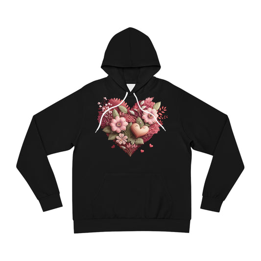 Shadow Rose Black Hoodie for Women – Cute Floral Heart Design for Everyday Style