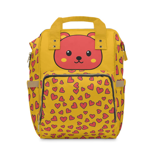 🧸 Cute Bear Hearts Diaper Backpack 🎒 | Stylish & Functional Baby Bag