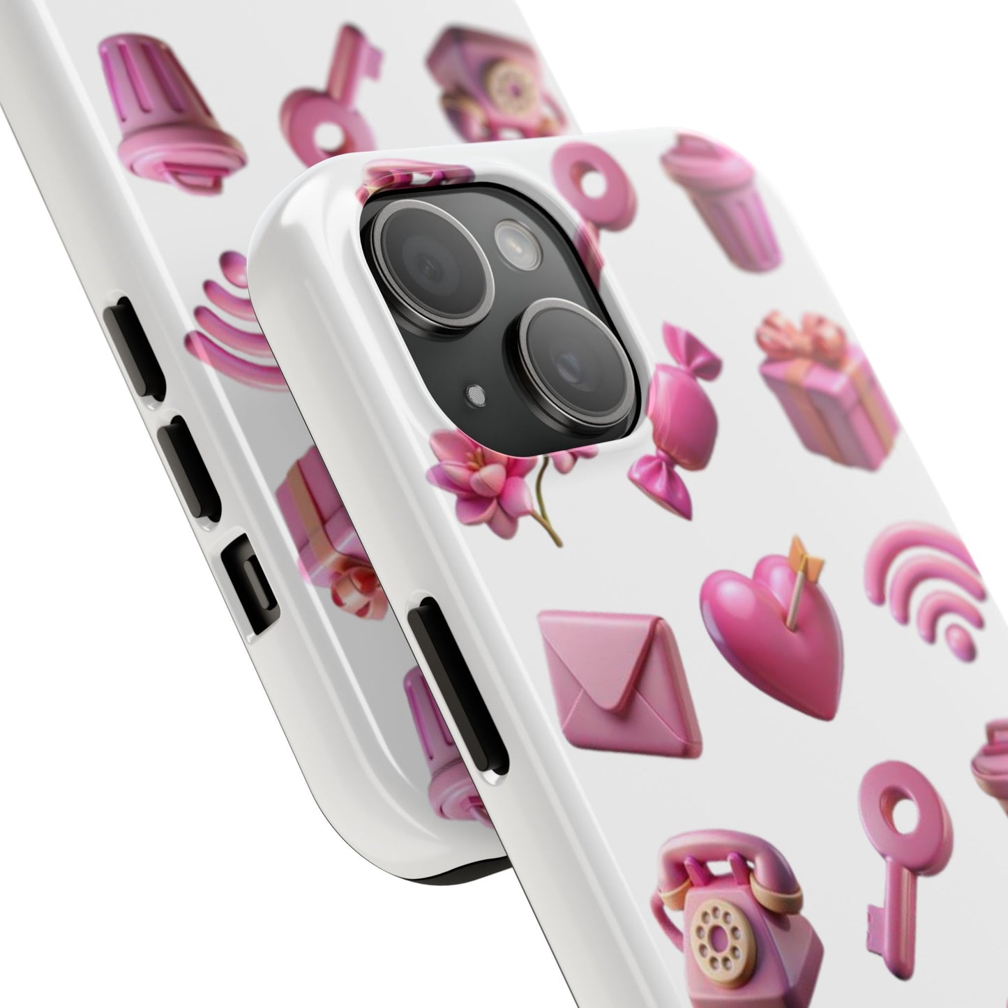 Cute and Colorful Tough Phone Case - Pink Emojis Design