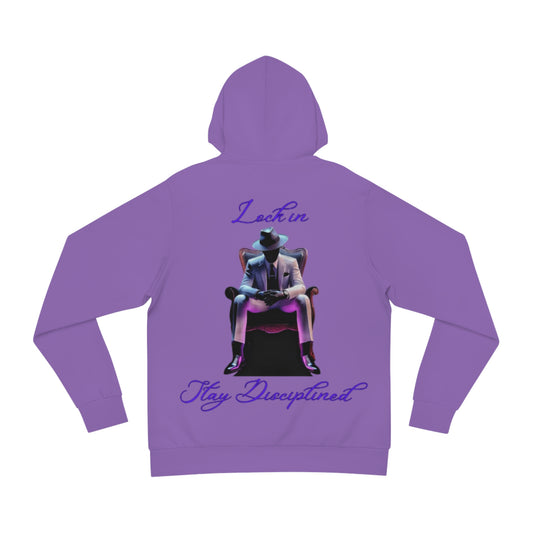Amethyst Purple Focus Hoodie – "Lock In, Stay Disciplined" Motivational Pullover with Drawstrings & Kangaroo Pocket