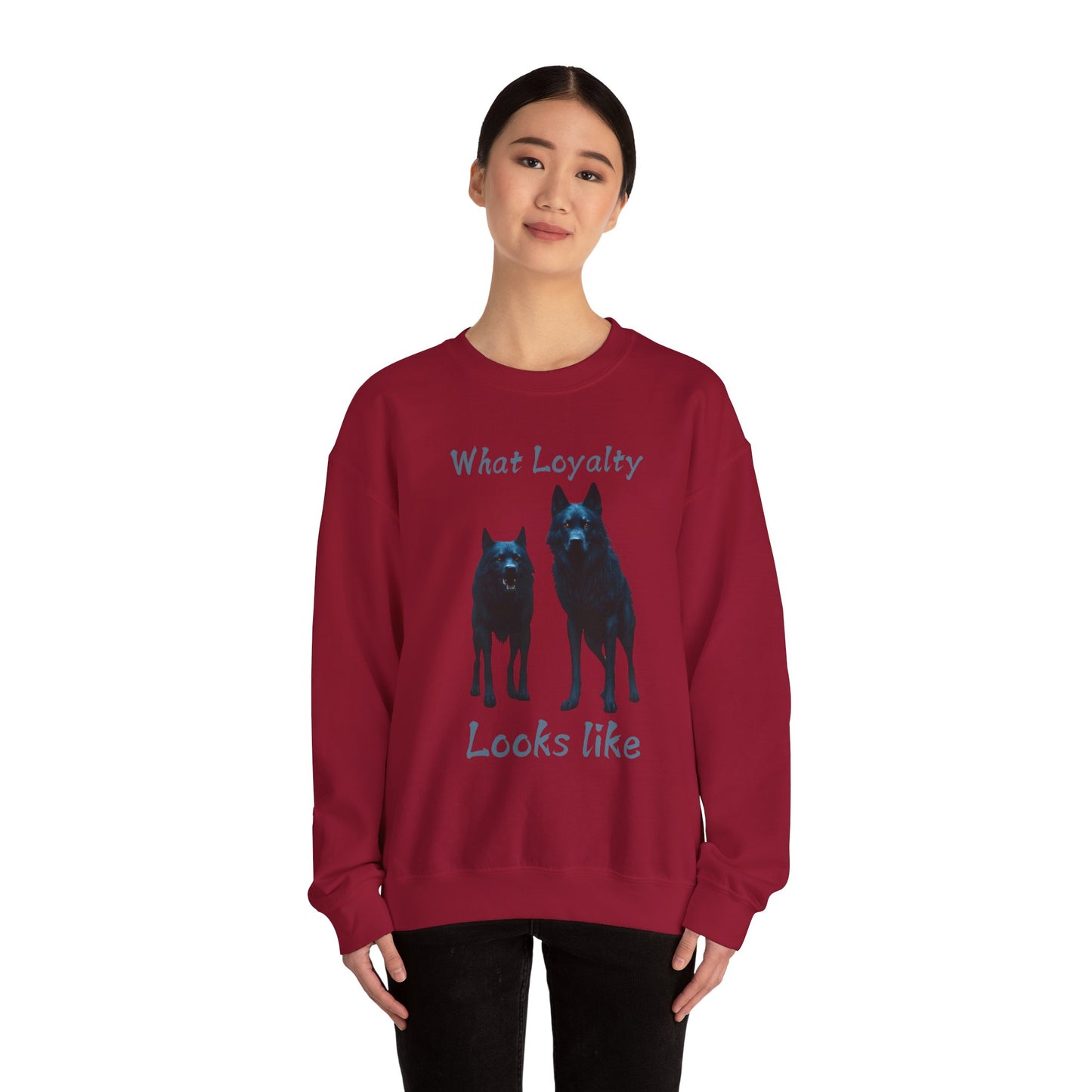 🐾 Funny Dog Lover Red Sweatshirt – "What Loyalty Looks Like" Design for Dog Owners & Pet Lovers