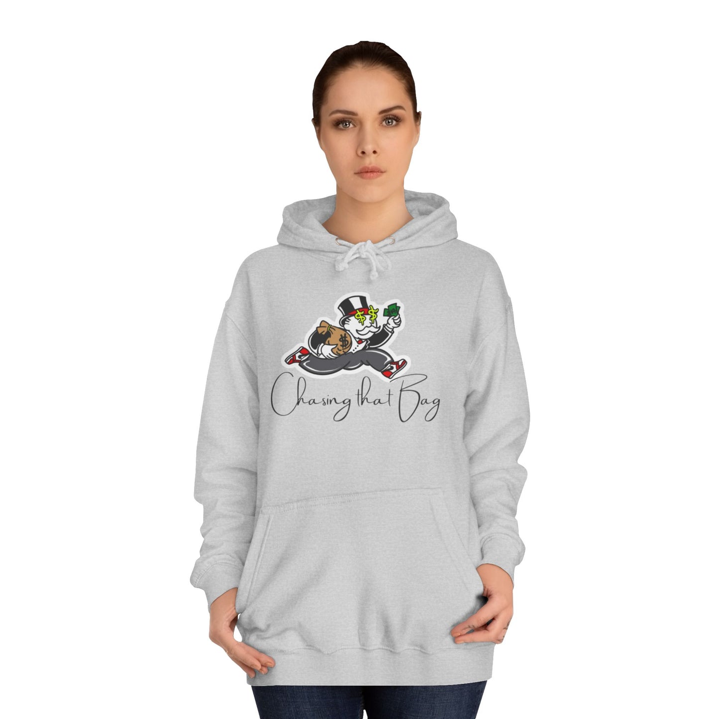 Money Green Men’s Hoodie – "Chasing the Bag" Hustle-Inspired Pullover with Drawstrings & Kangaroo Pocket