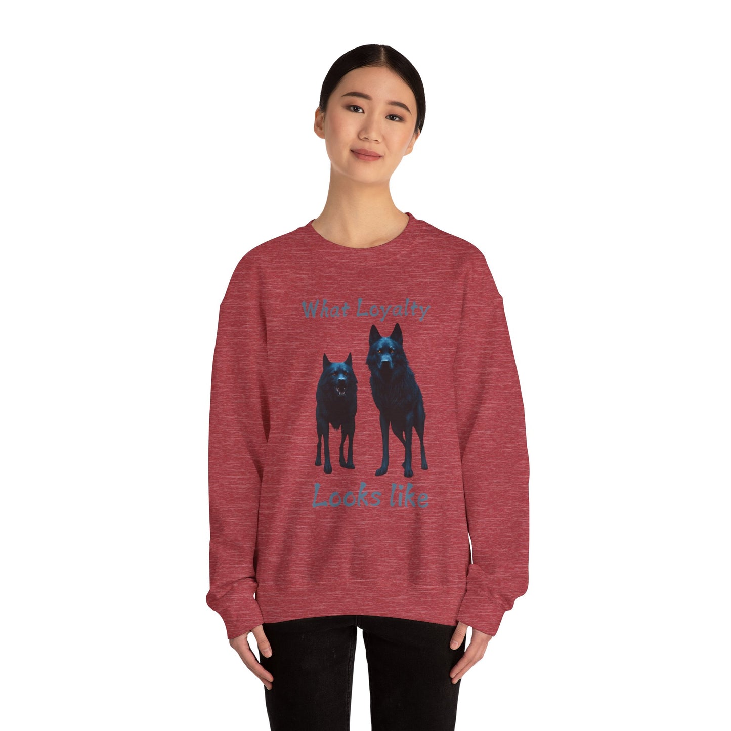 🐾 Funny Dog Lover Red Sweatshirt – "What Loyalty Looks Like" Design for Dog Owners & Pet Lovers