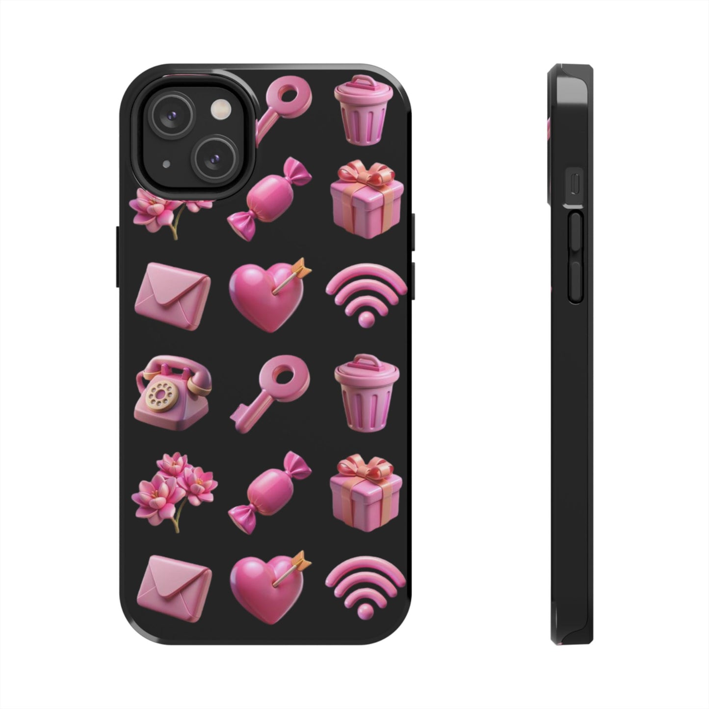 Cute and Colorful Tough Phone Case - Pink Emojis Design