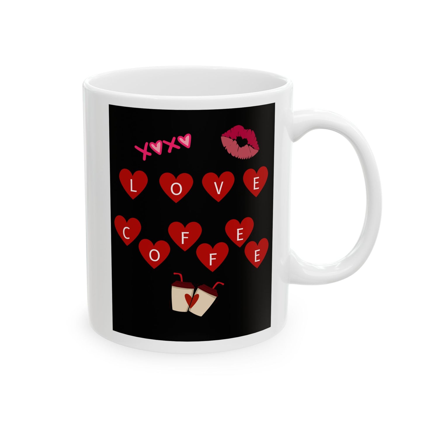 Ceramic Mug - Love Coffee Hearts Perfect Gift for Valentine’s Day