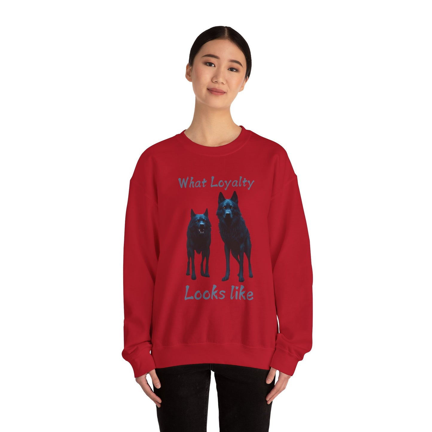 🐾 Funny Dog Lover Red Sweatshirt – "What Loyalty Looks Like" Design for Dog Owners & Pet Lovers