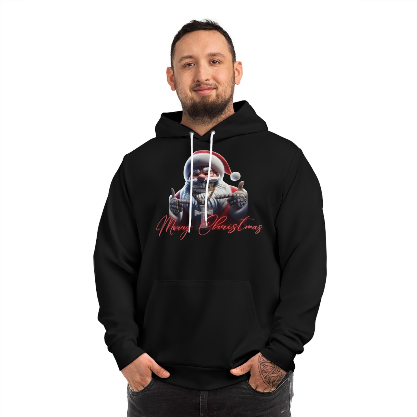 Shadow Coal Black Hoodie for Men & Women – Santa Holiday Cheer Graphic Apparel