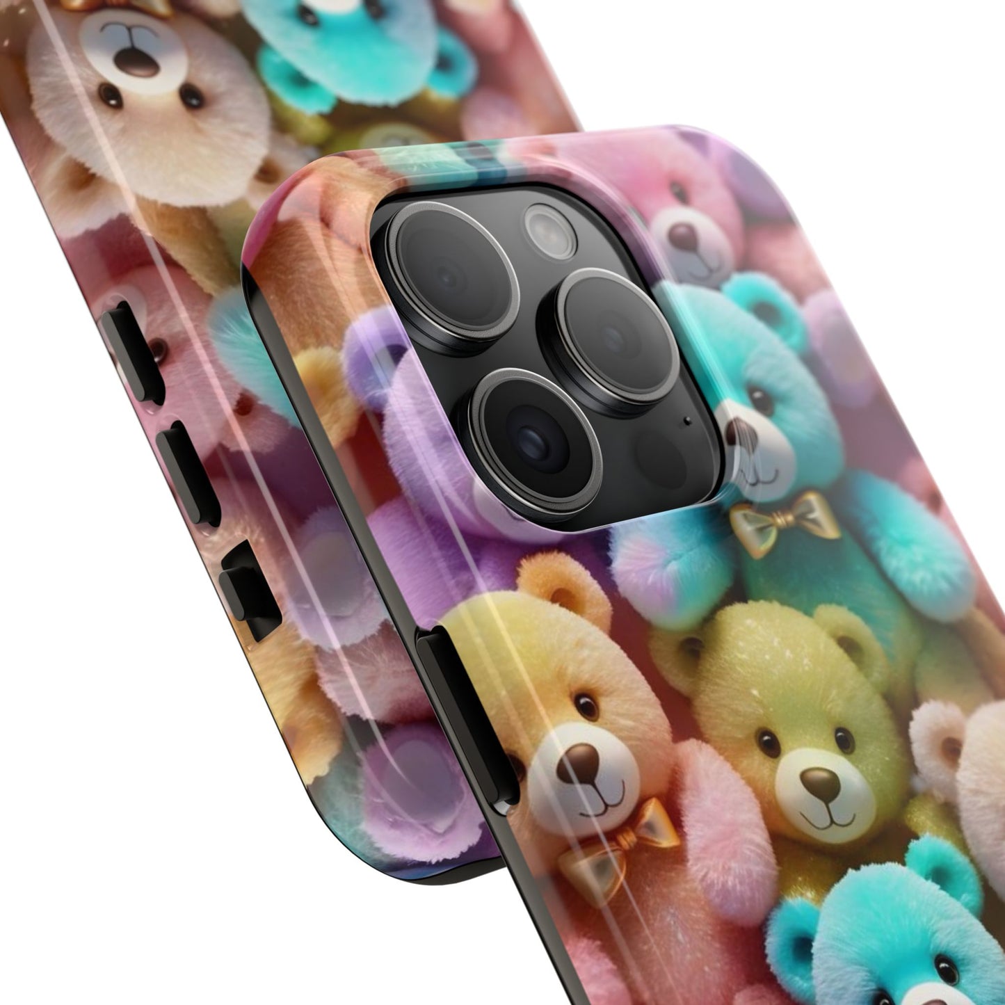 "Cute Teddy Bear Tough Phone Case – Colorful Plush-Inspired Protective Cover for iPhone & Android"