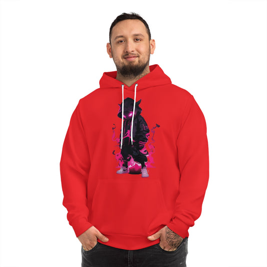 Inferno Red Hoodie for Men & Women – Faceless Rebel Wrapped in Pink Flames Bold Statement Wear