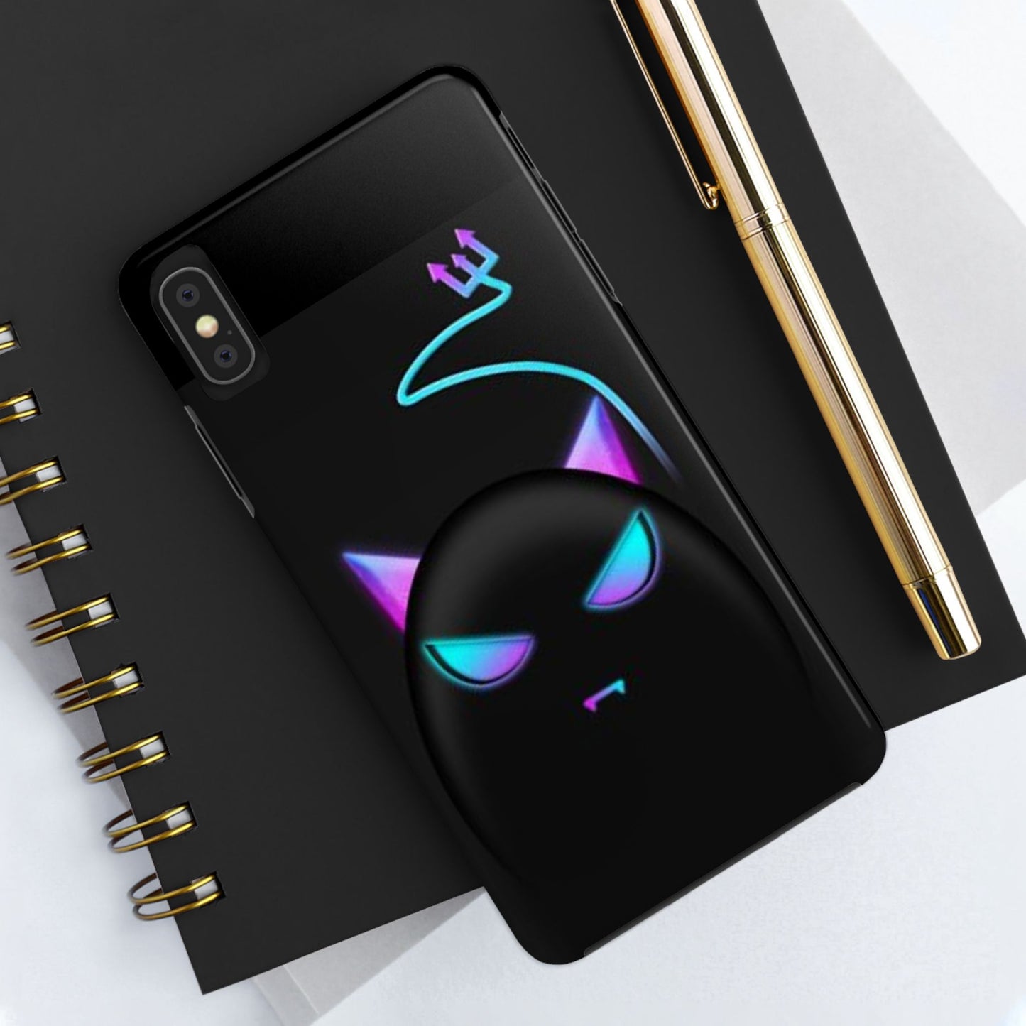 Demonic Cat Tough Phone Case - Cute & Edgy Phone Protection for Cat Lovers