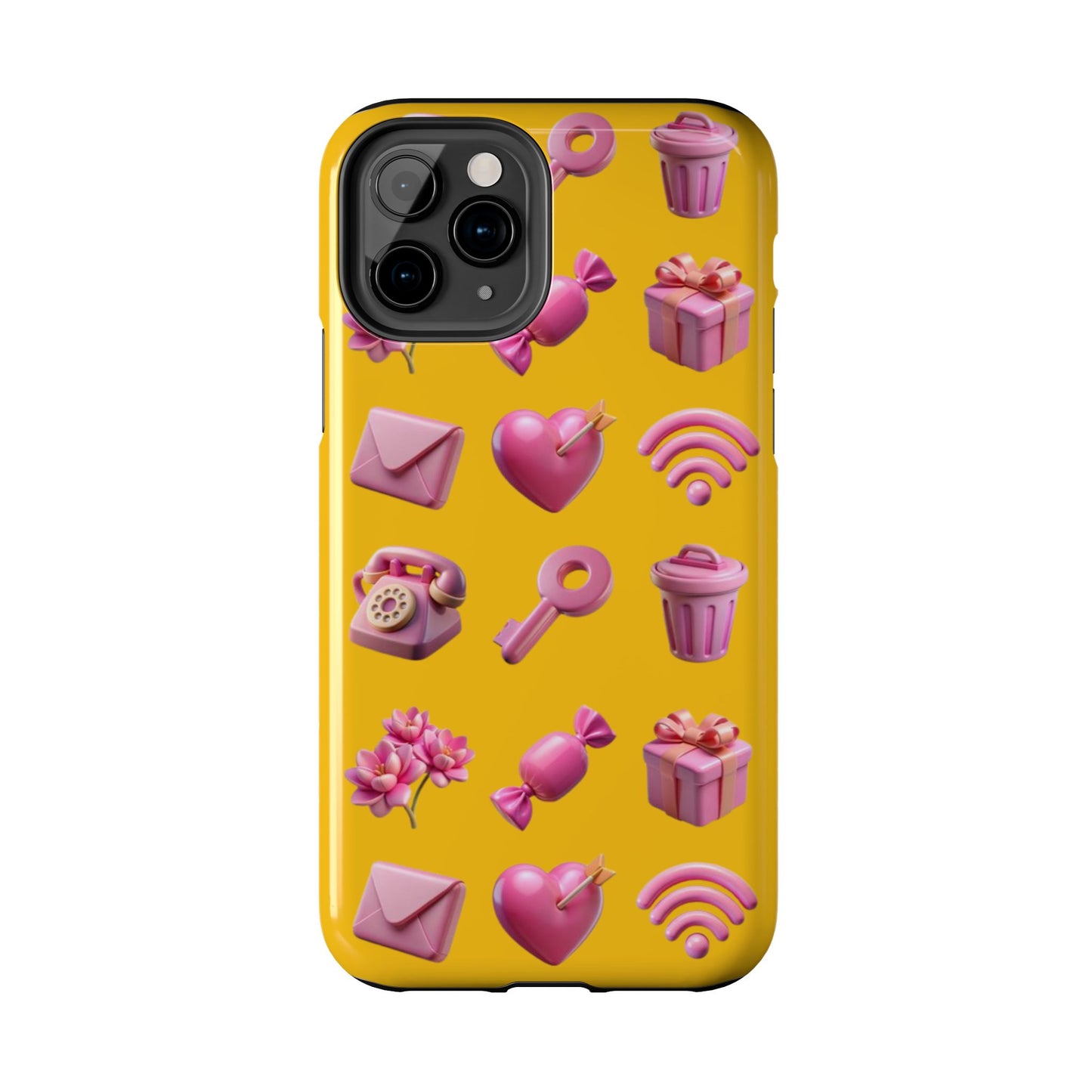 Cute and Colorful Tough Phone Case - Pink Emojis Design