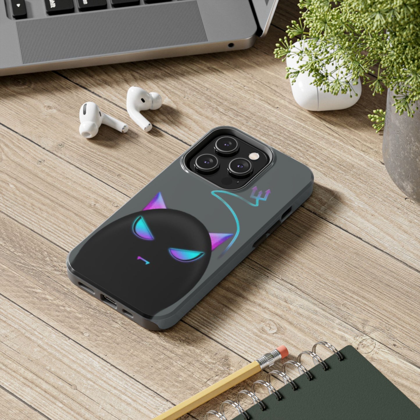 Demonic Cat Tough Phone Case - Cute & Edgy Phone Protection for Cat Lovers