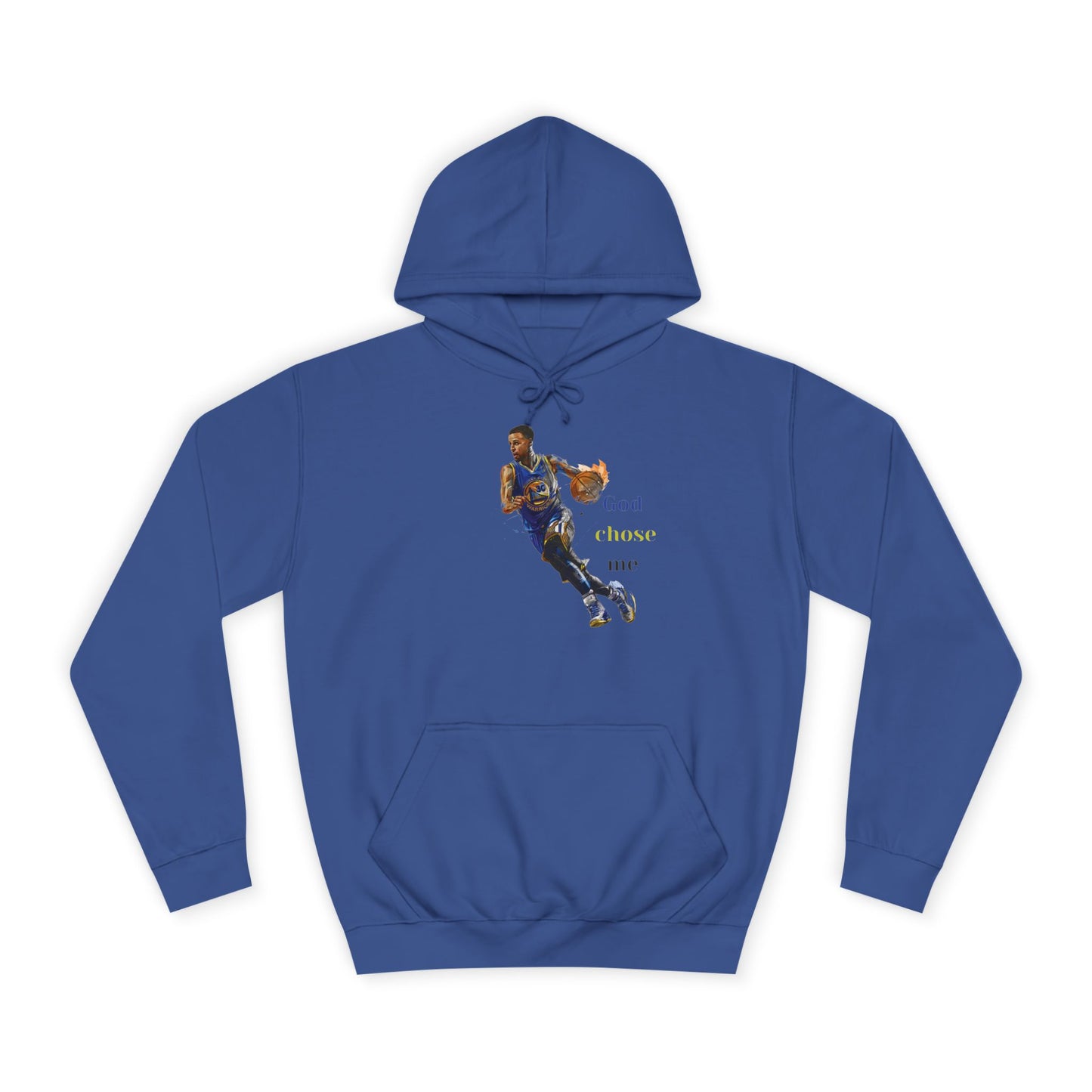 Royal Blue Men’s Inspirational Hoodie – "God Chose Me" Steph Curry Motivational Sweatshirt with Drawstrings & Kangaroo Pocket
