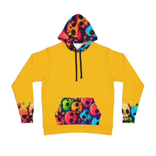 💀 Yellow Hoodie – Vibrant Colorful Skulls Design with Kangaroo Pocket | Men & Women Streetwear