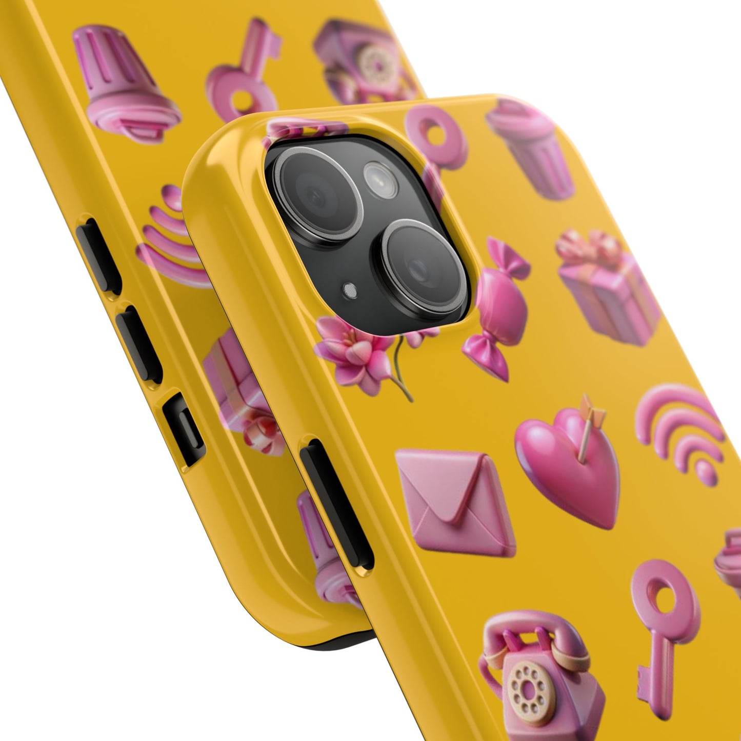 Cute and Colorful Tough Phone Case - Pink Emojis Design