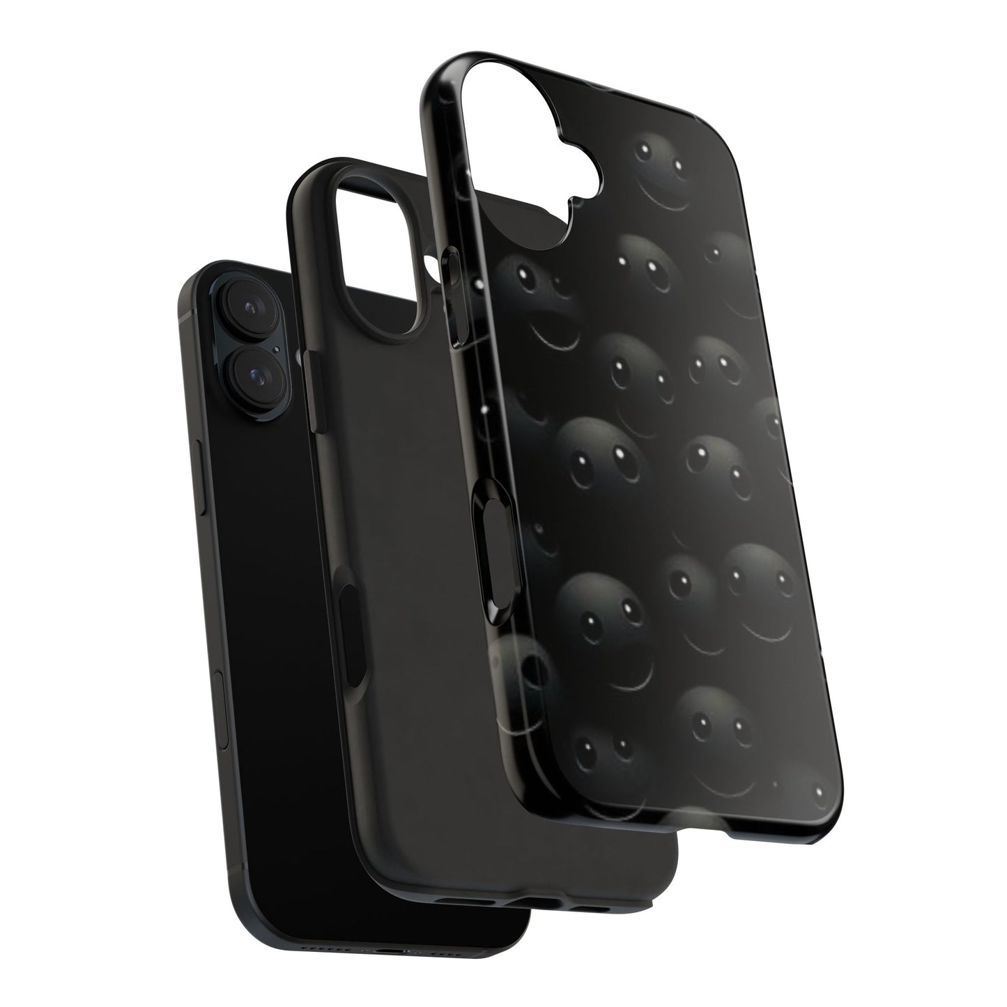 😊 Cute Smiley Face Black Tough Phone Case – Fun & Durable Protection for iPhone & Android