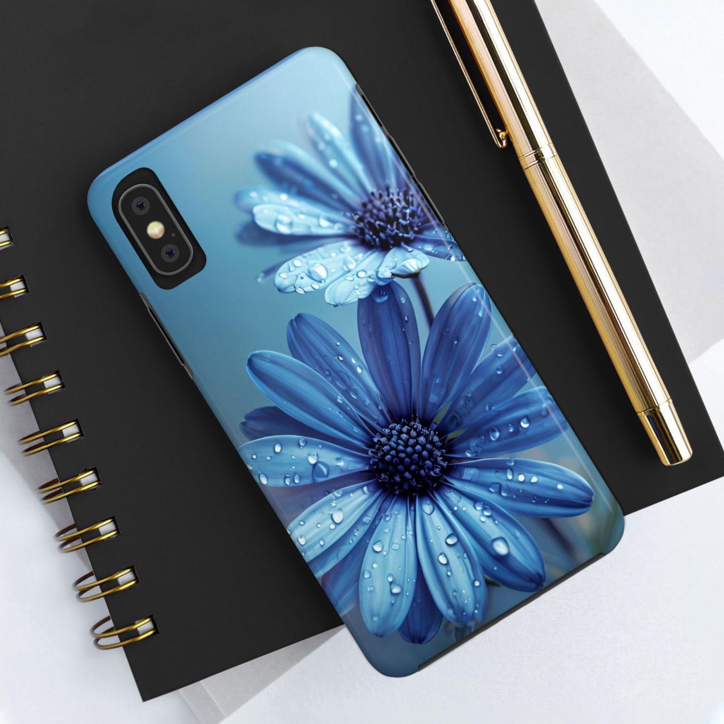 Blue Floral Tough Phone Case - Durable & Stylish Protection