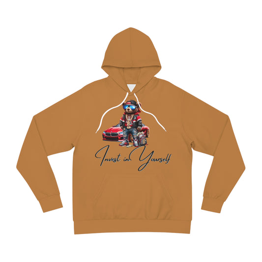 Golden Caramel Hoodie for Men & Women – "Invest in Yourself" Empowerment Bear Urban Style