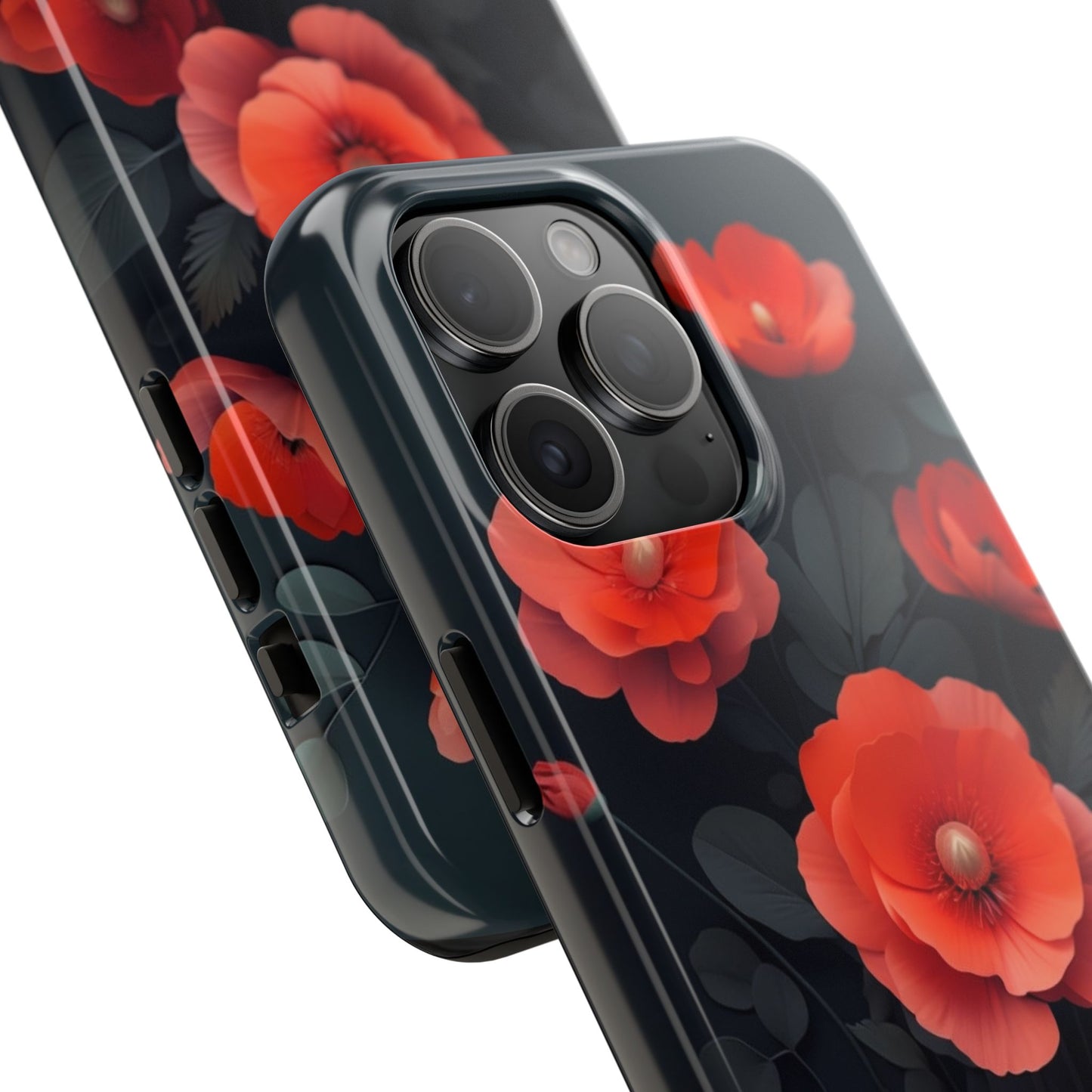 Vibrant Floral Tough Phone Case - Durable Protection with Gorgeous Red Poppies for iPhones & Androids 🌺📱