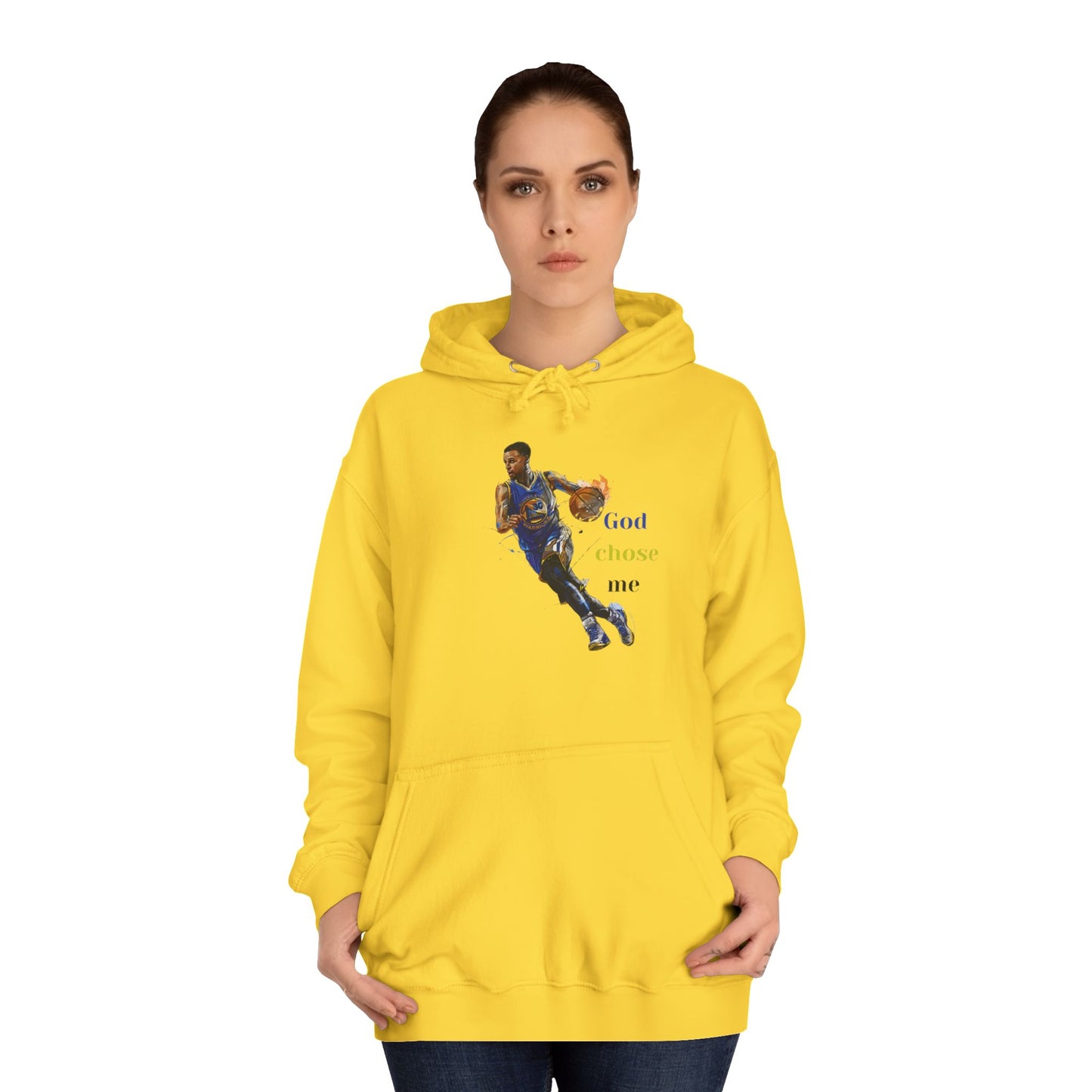 Royal Blue Men’s Inspirational Hoodie – "God Chose Me" Steph Curry Motivational Sweatshirt with Drawstrings & Kangaroo Pocket