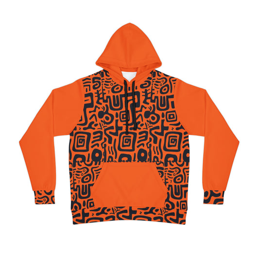 🔥 Bold Orange & Black Tribal Pattern Hoodie – Eye-Catching Streetwear with Ultimate Comfort (2025)