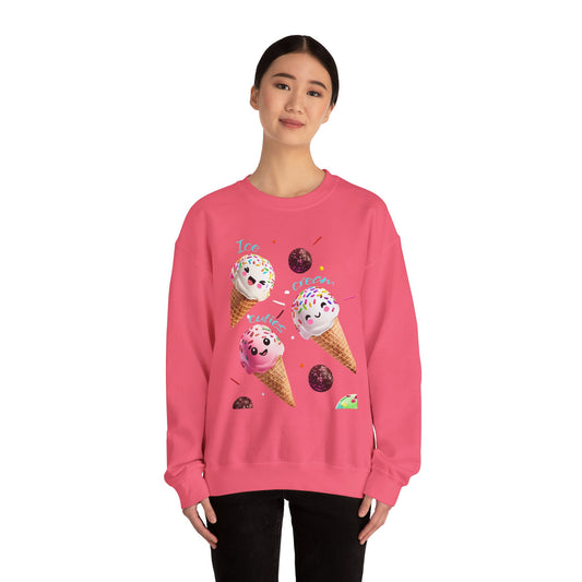 Bubblegum Bliss Pink Sweatshirt for Women – Cute Ice Cream Cone Sweet Treat Design